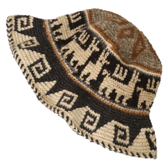 Bucket Hat Peruvian Crochet Roll-Up Hat Thick Knit‎ Alpaca & Sheep Wool Small - Picture 6 of 7